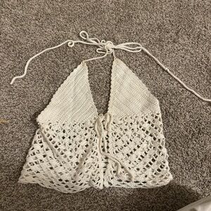 Crochet Halter Top in Cream